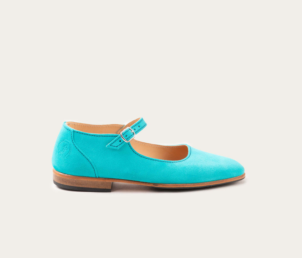 Babie, MaryJane Velours Turquoise