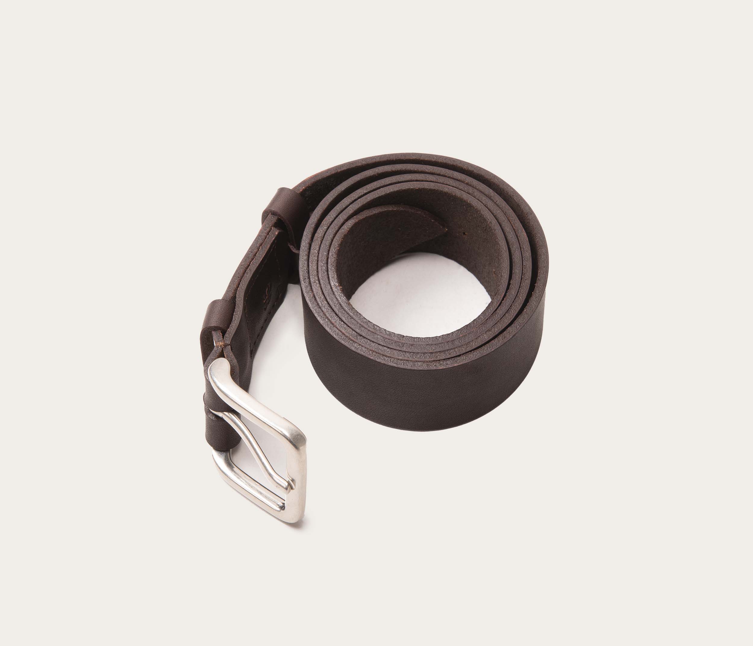 35mm coffee-colored belt with silver buckle