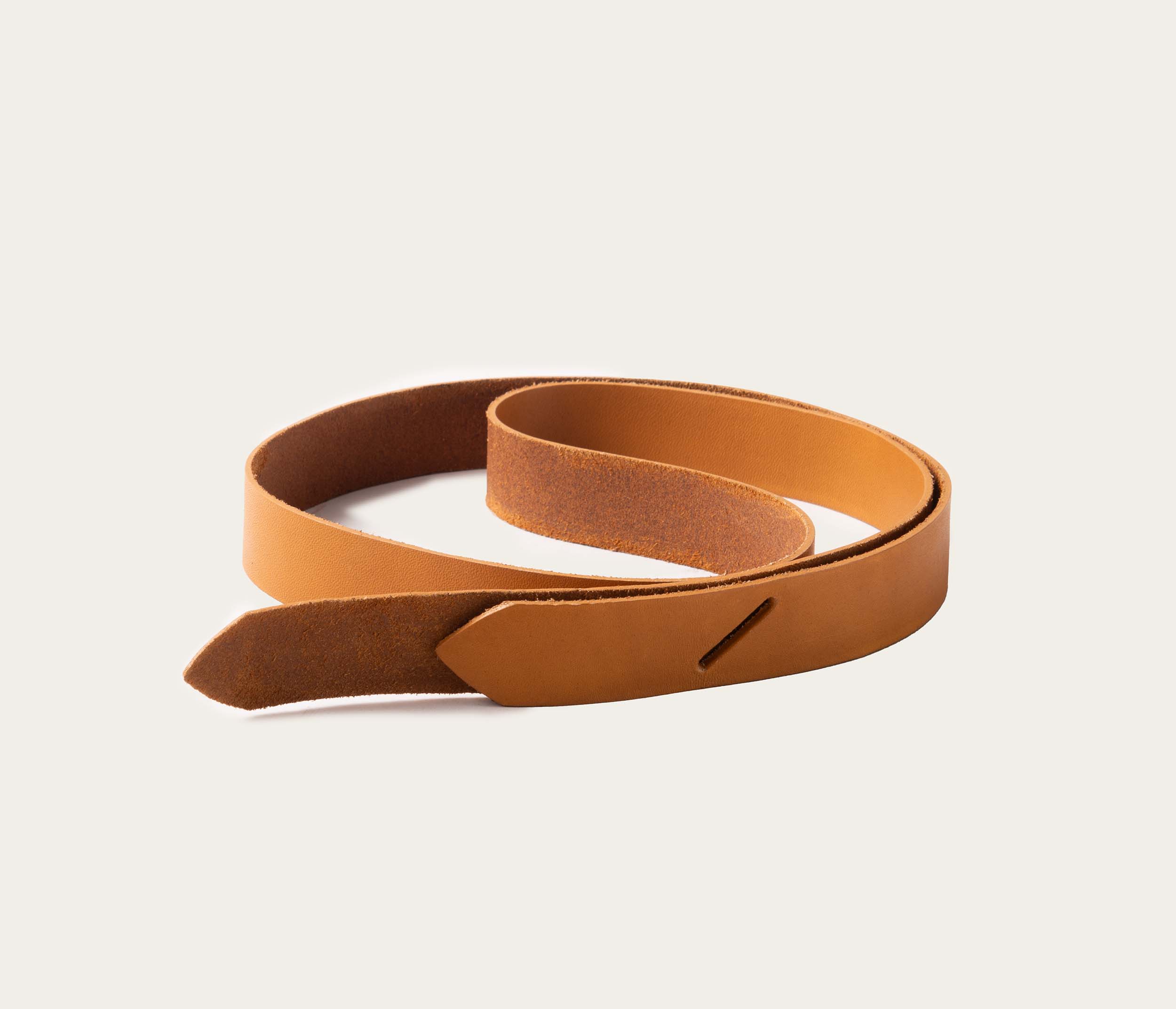 Natural leather knotted belt