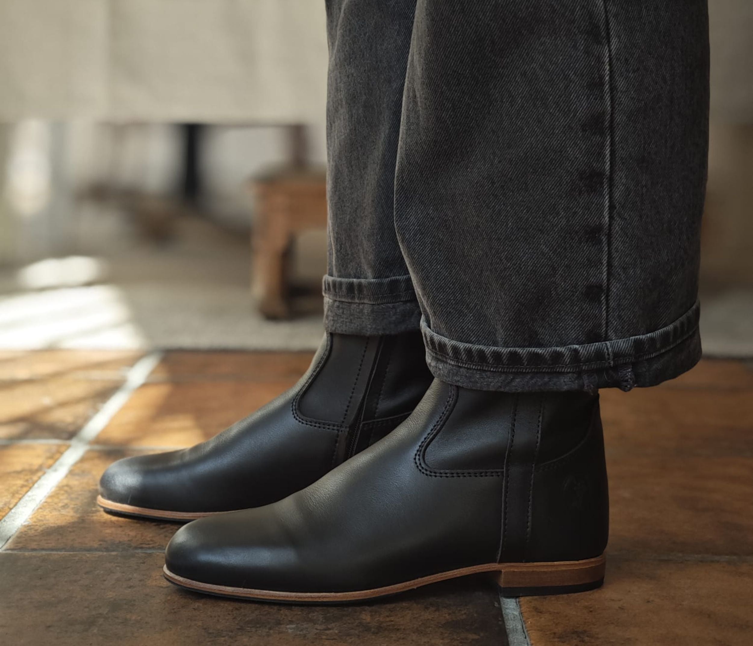 Elie Bottine Zip Femme souple Noir