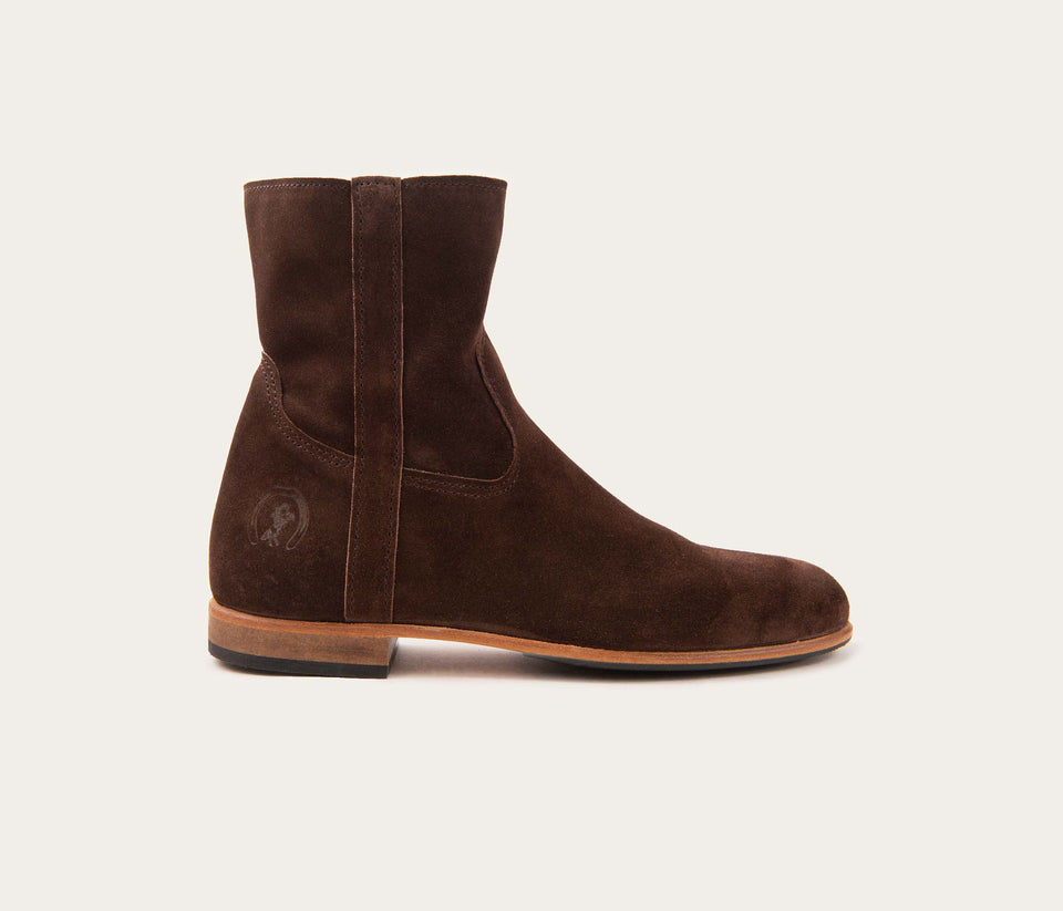 Elie Bottine Zip Femme velours Chocolat