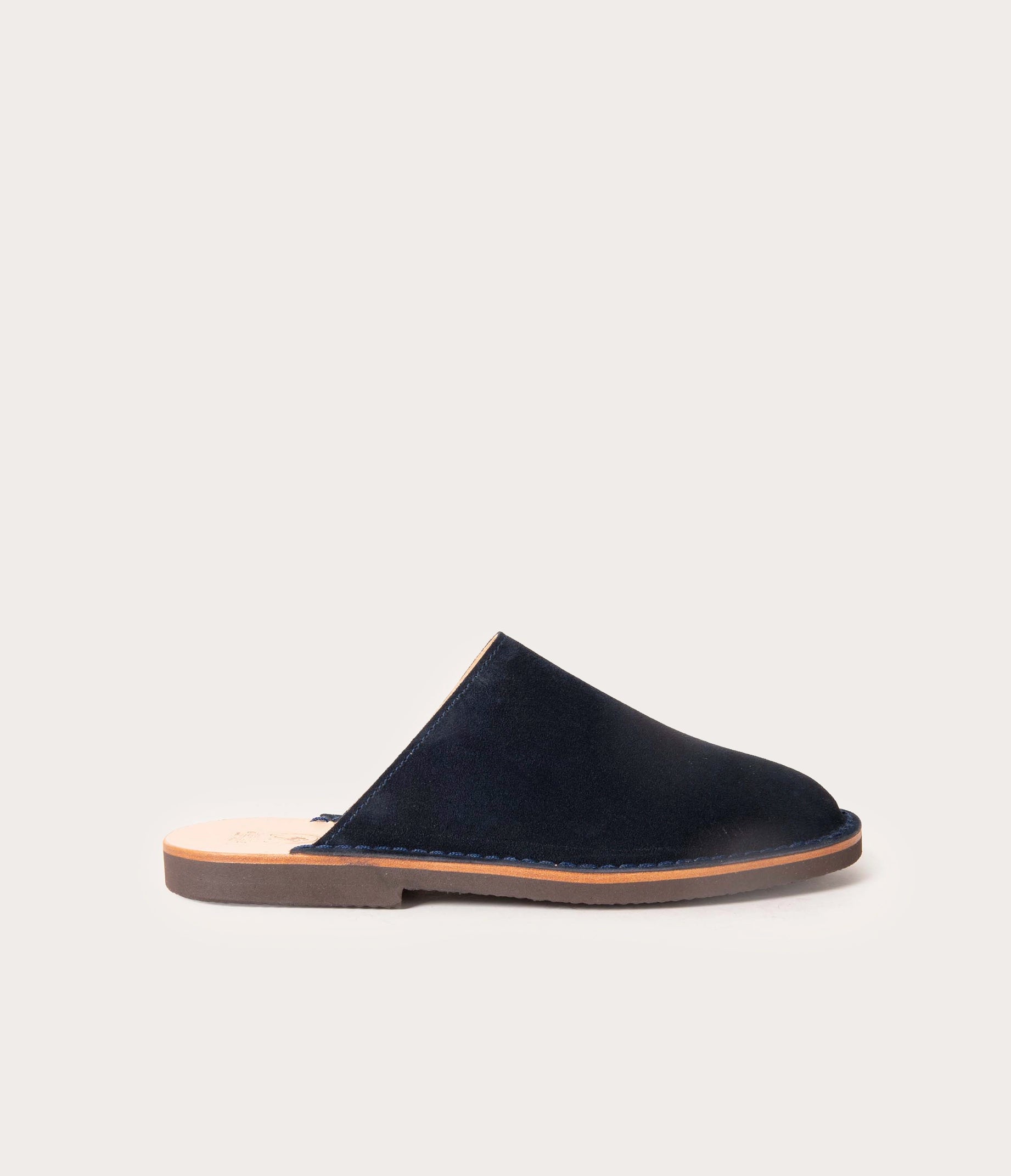 mules en cuir pour homme et femme velours bleu marine
