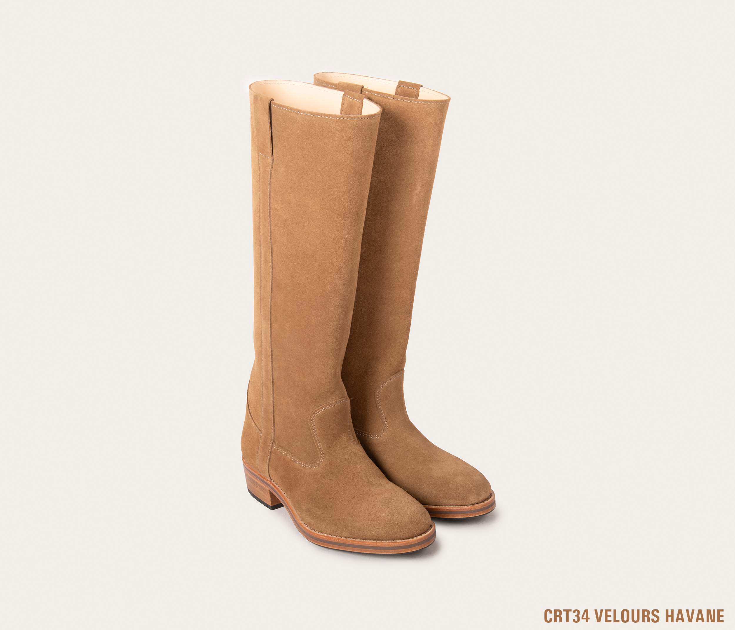 gabriella gardian tige haute sur mesure, botte personnalisée en cuir velours
