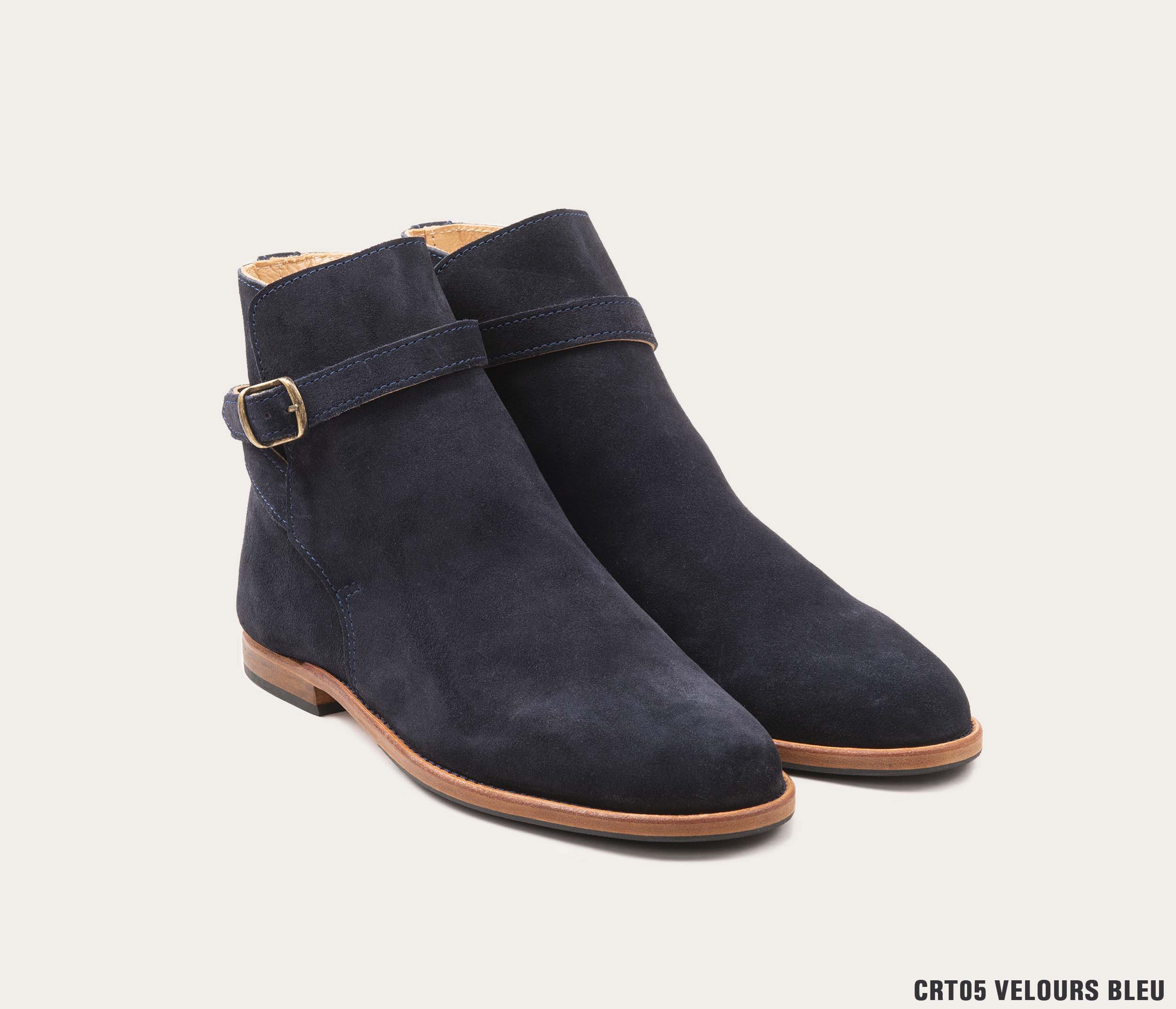 Botte cognac en cuir éco-conçu à bride cheville - Bottes Femme Botte cognac en cuir éco-conçu à bride cheville - Bottes Femme