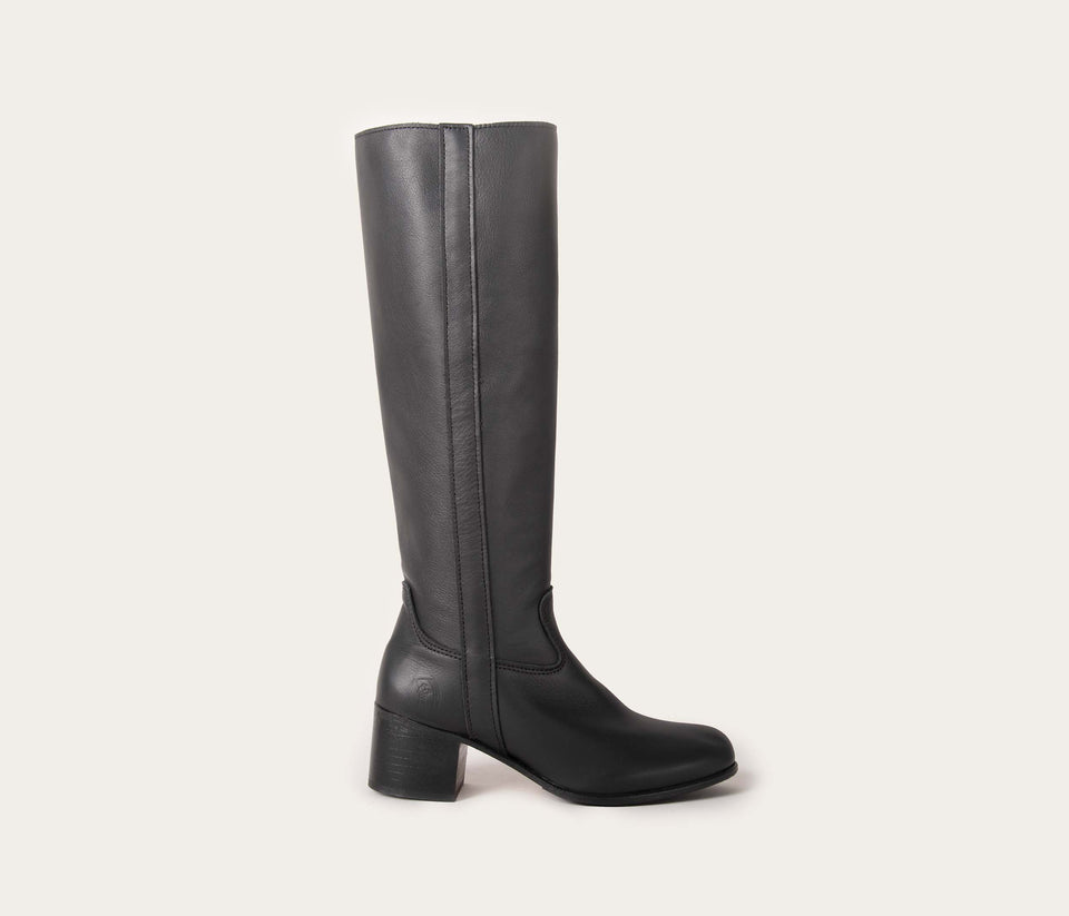 Sally Black Soft Zip High Boots