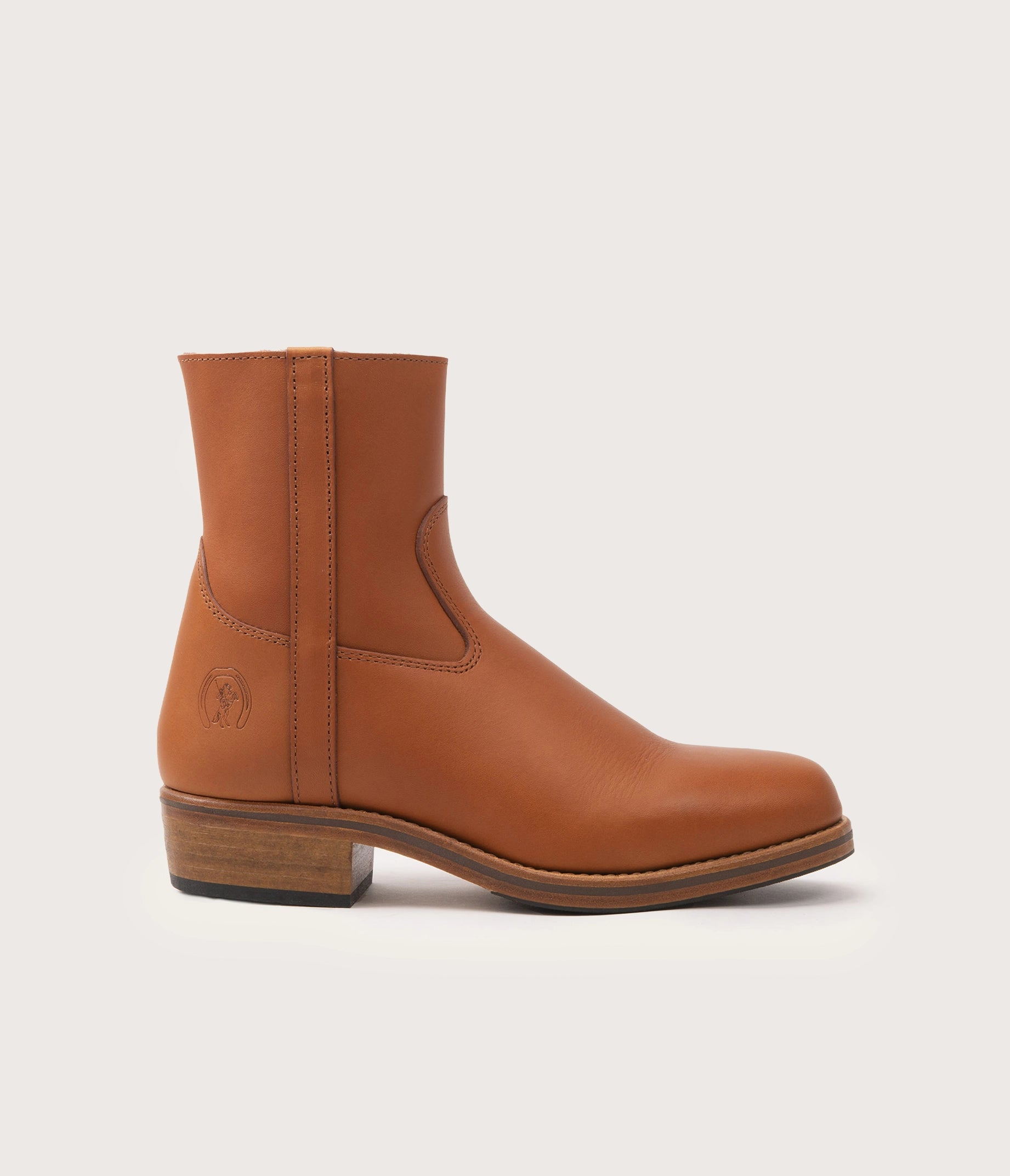 Terence Camargue-style ankle boots with zip, unisex, in tan oiled
