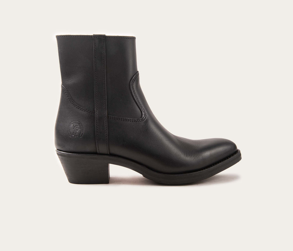 boots en cuir, boots noire, bottine en cuir, bottine zippée, bottine noire avec zip
