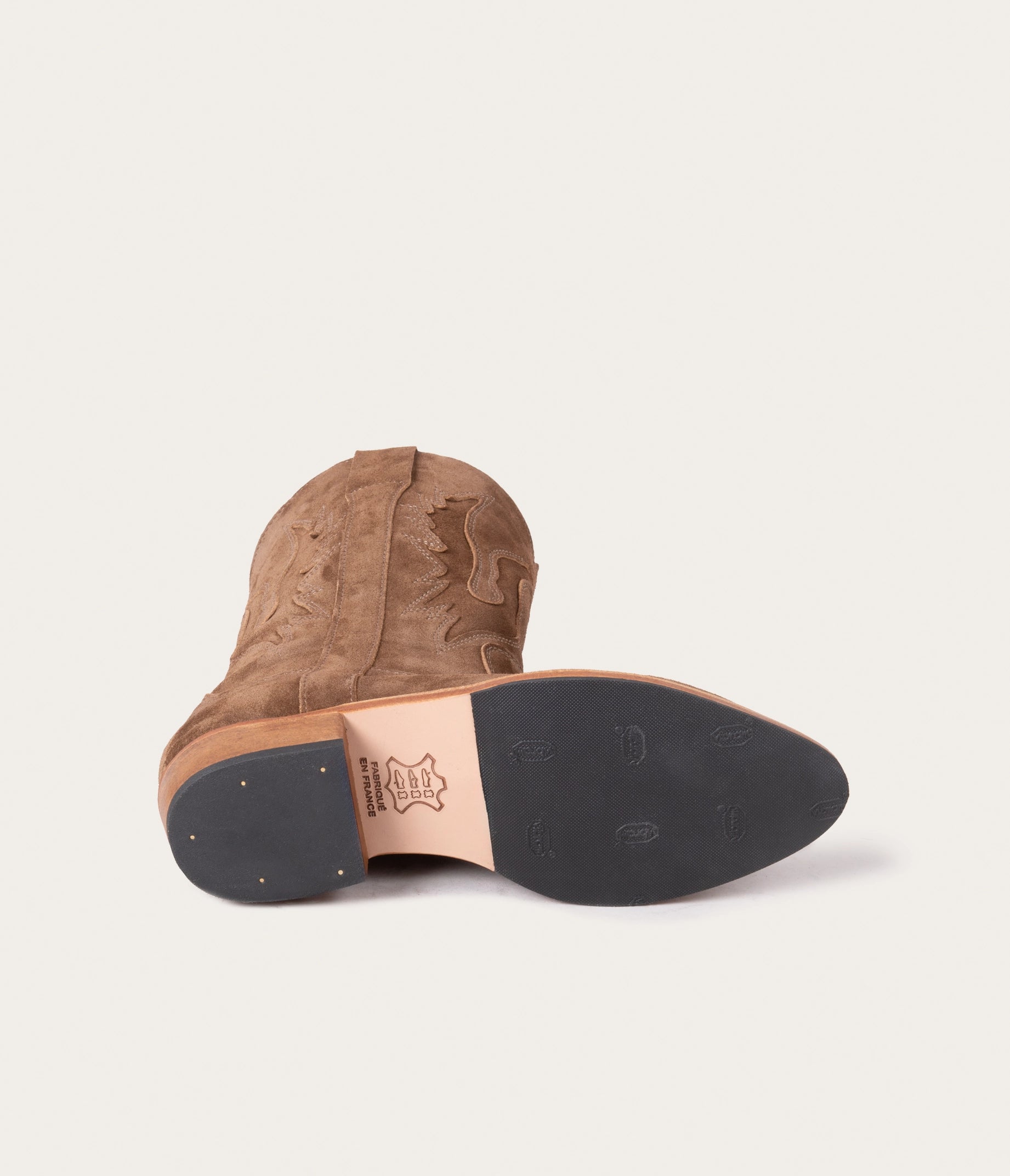 Western Botte Velours Taupe