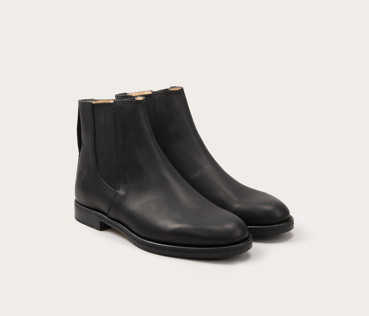 paire de bottines noires bertrand - paire de boots camarguaises toutes noires - bottines en cuir tout noir style gardian -paire de chaussure style gardian