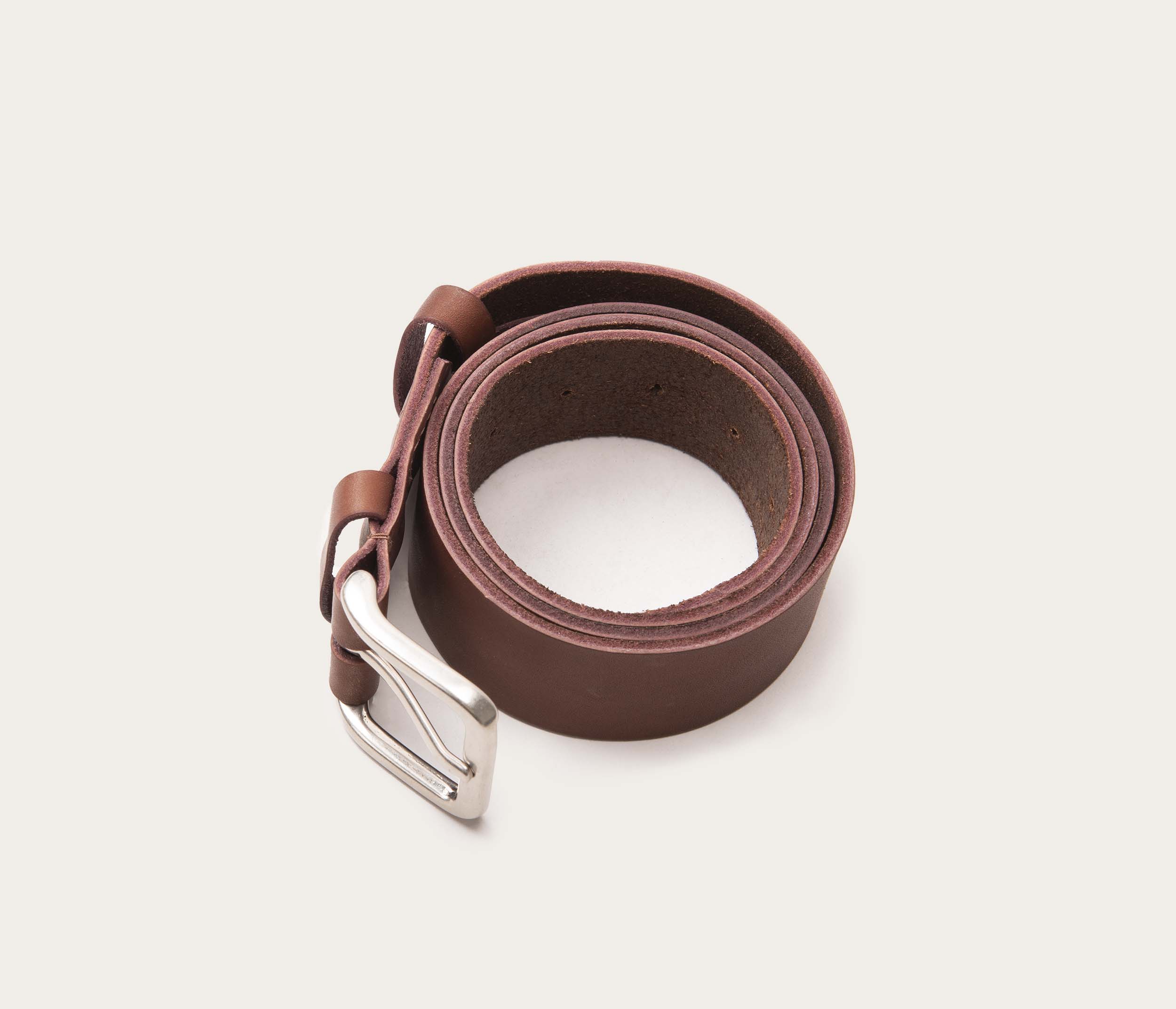35mm brown belt with silver buckle