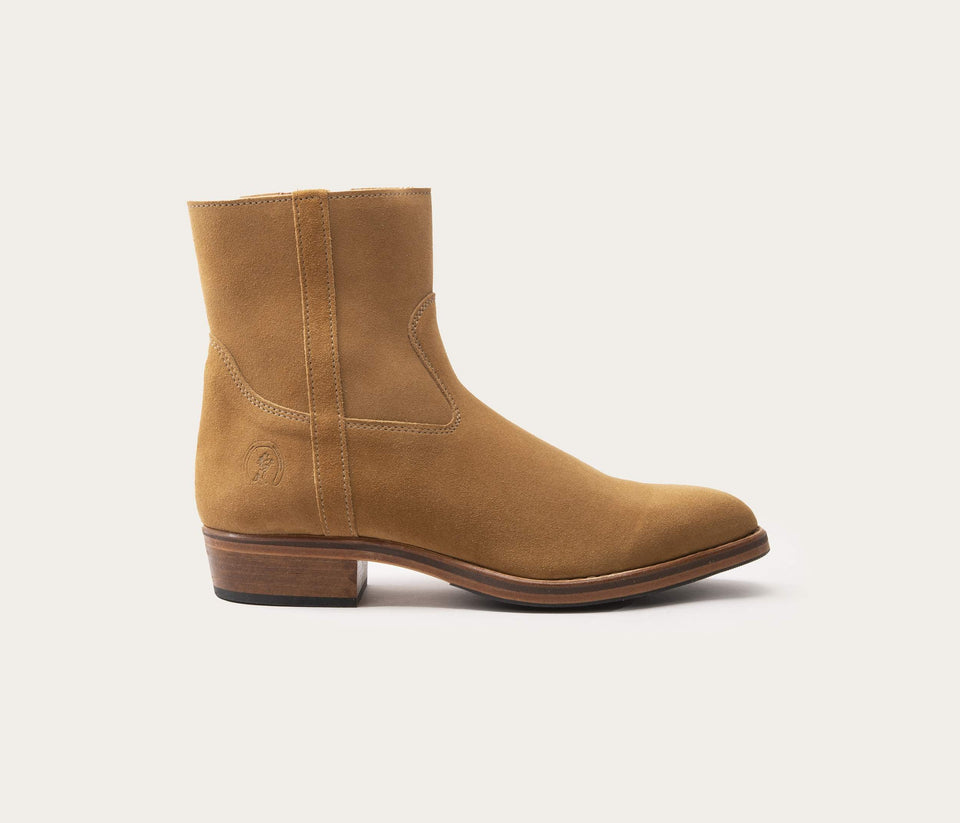 Bottines en velours homme - bottines la botte gardiane velours - velours havane - boots camarguaise homme en velours - boots homme en velours - boots avec un zip homme - bottine zippées pour homme - bottine pour homme en cuir velours - bottine camarguaise - boots en cuir homme