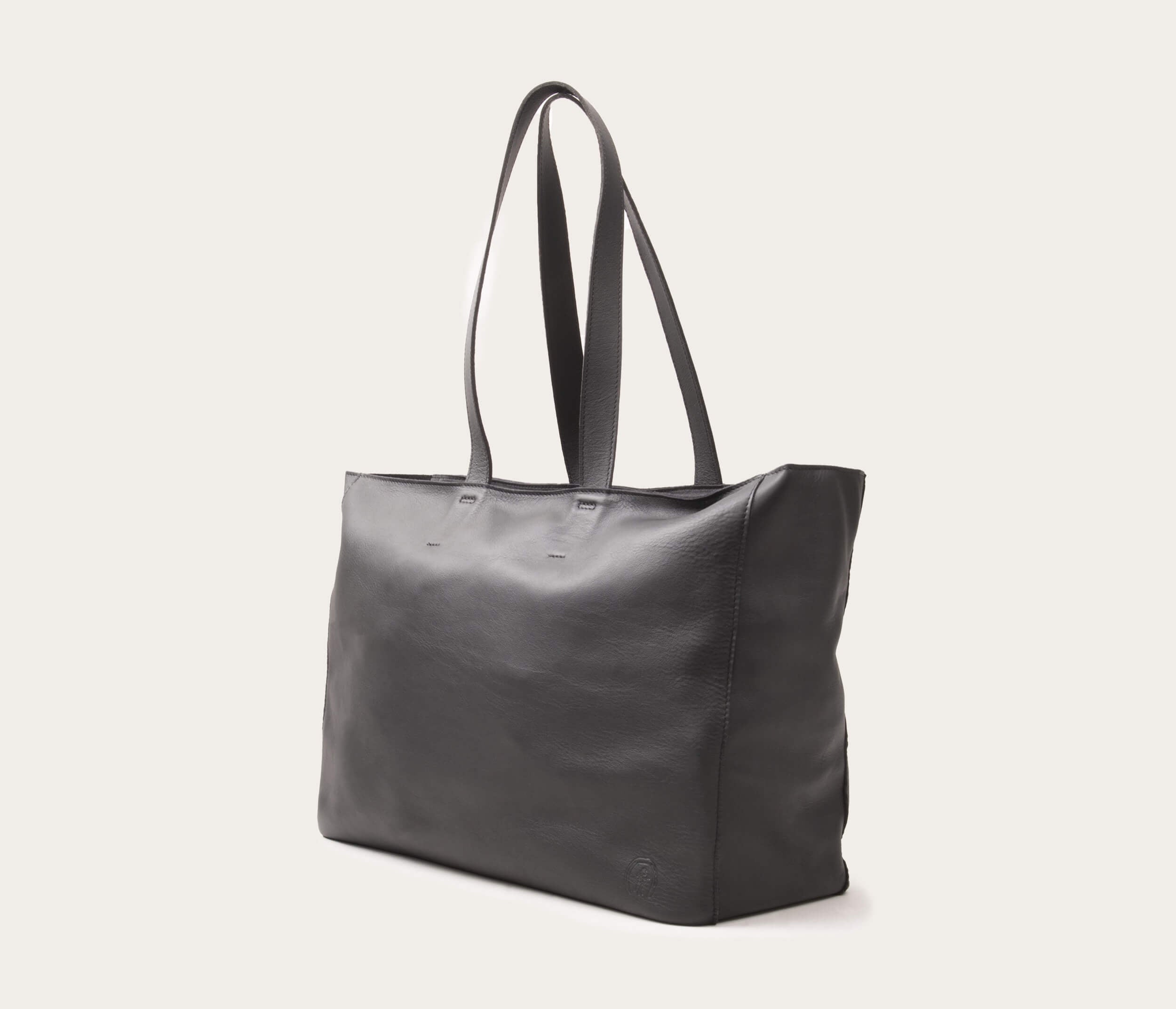 sac cabas noir en cuir souple, sac cabas noir