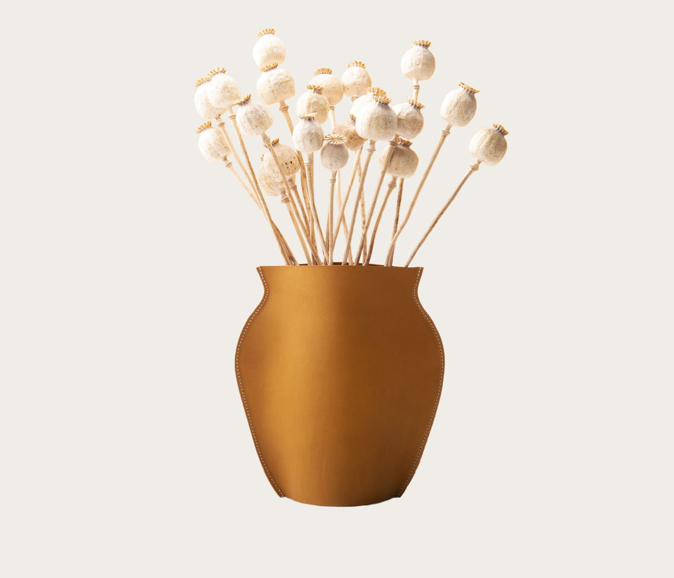 Vase cuir issu des chutes de cuir