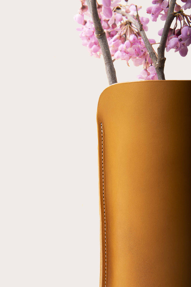 Vase en cuir Cylindre cache-vase