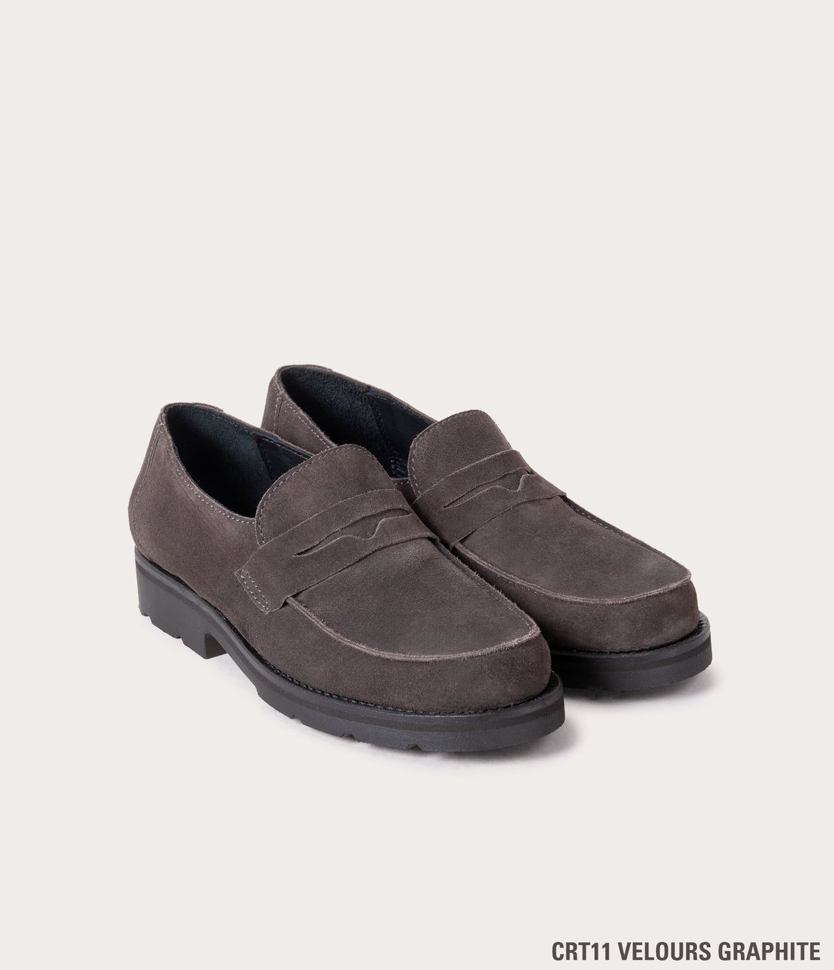 mocassin sur mesure, mocassin homme sur mesure, mocassin femme sur mesure, paire de derbies sur mesure, mocassin gris foncé, mocassin graphite