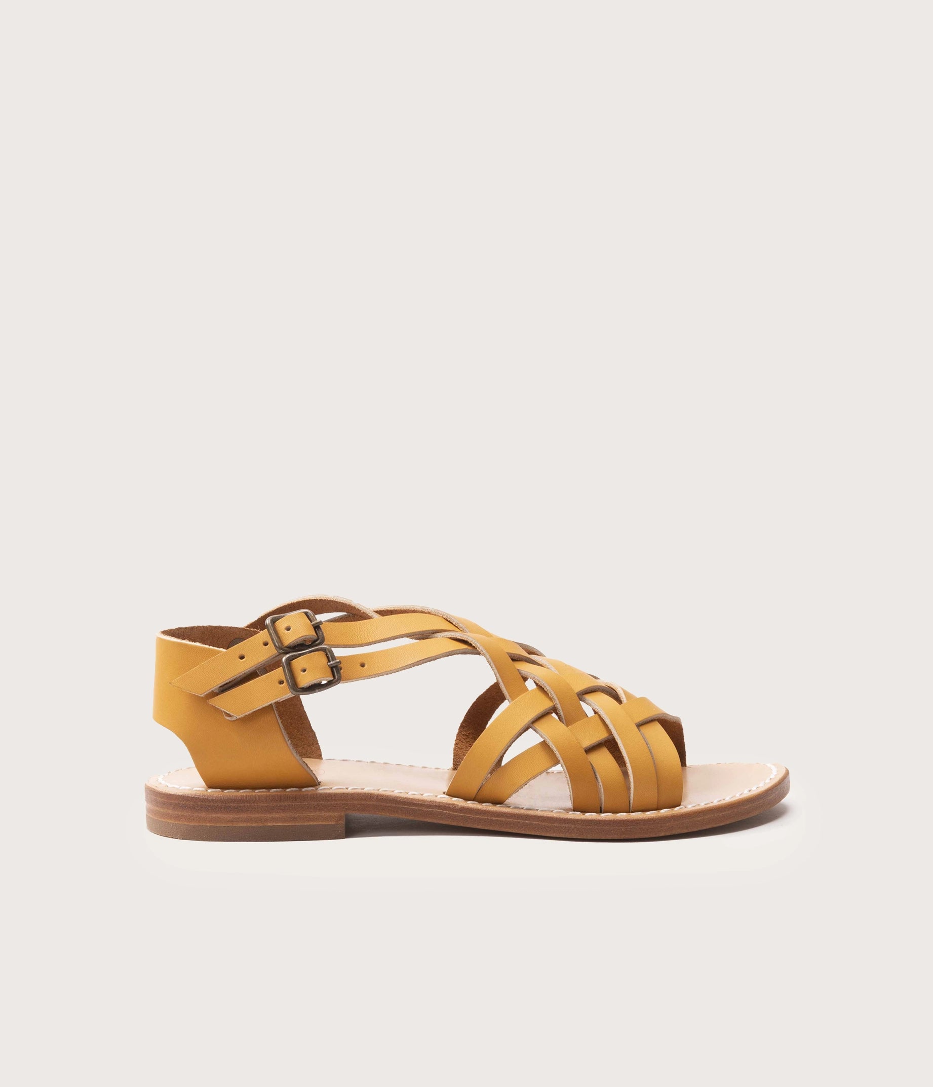 sandale en cuir gras naturel pour femmes - nus pieds sandale femme - sandale femme en cuir vue de profil