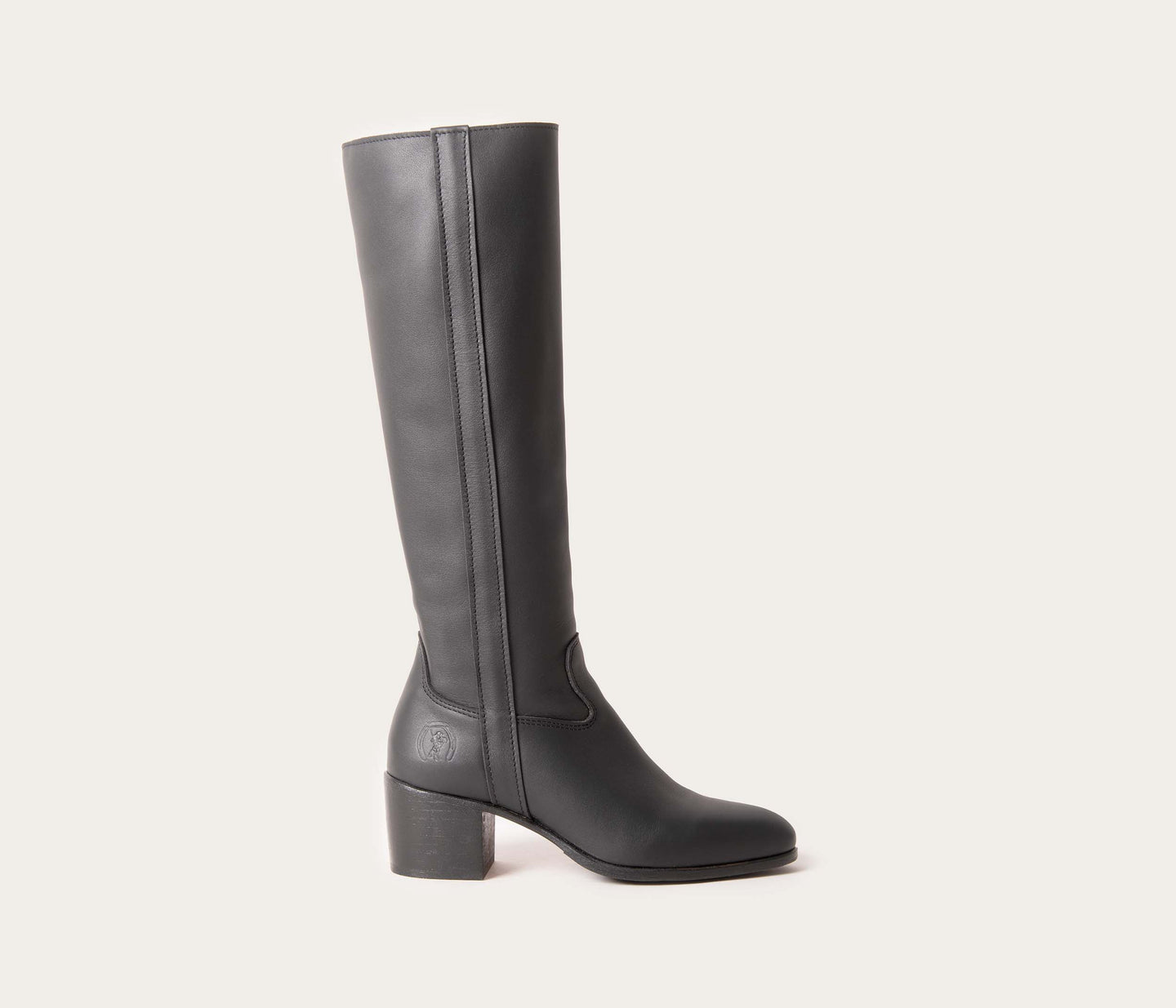Candice botte haute en cuir, paire de bottes haute en cuir avec talon droit, botte en cuir souple noir, bottes hautes, bottes pour femme, paire de bottes femme, bottes artisanales pour femme, botte fabriquée en France, paire de bottes artisanale, bottes avec talon droit