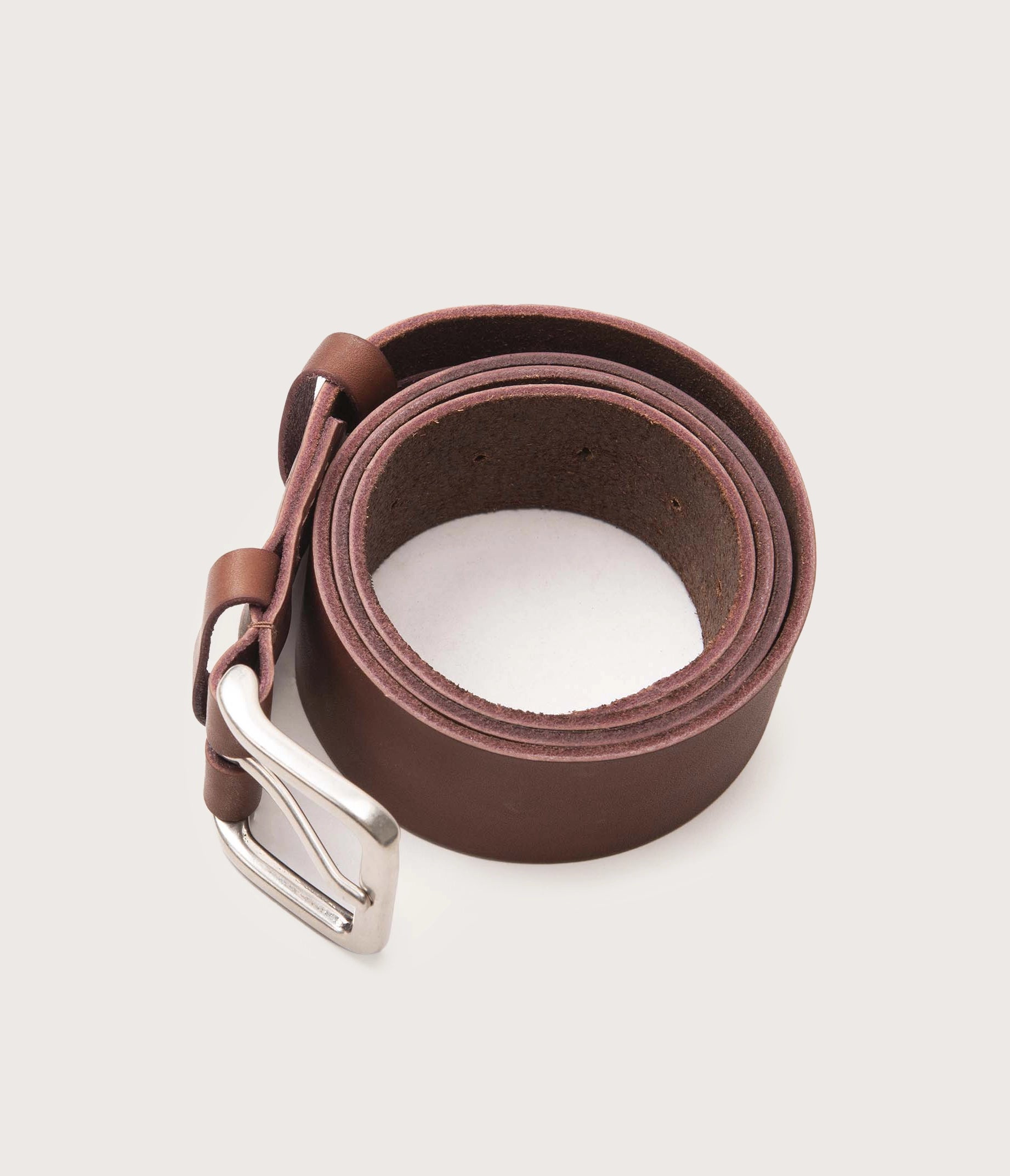 35mm brown belt with silver buckle