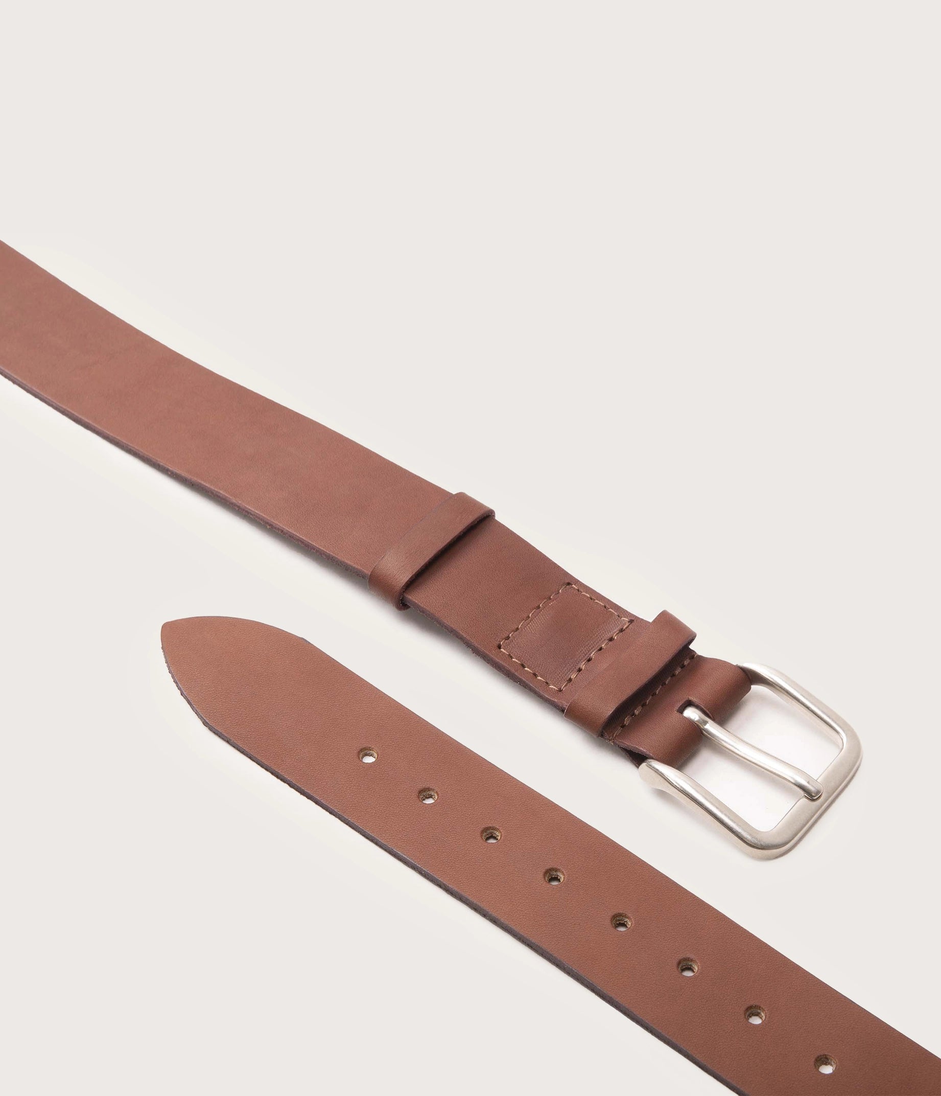 35mm brown belt with silver buckle