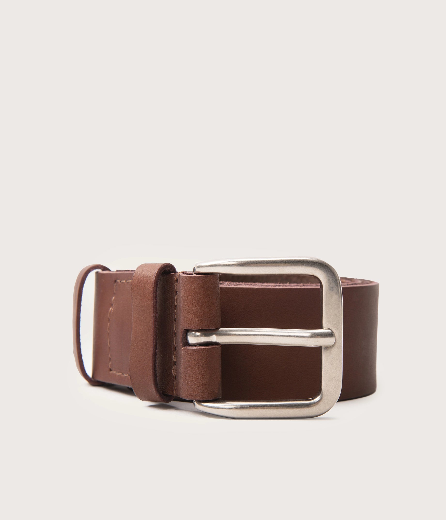 35mm brown belt with silver buckle