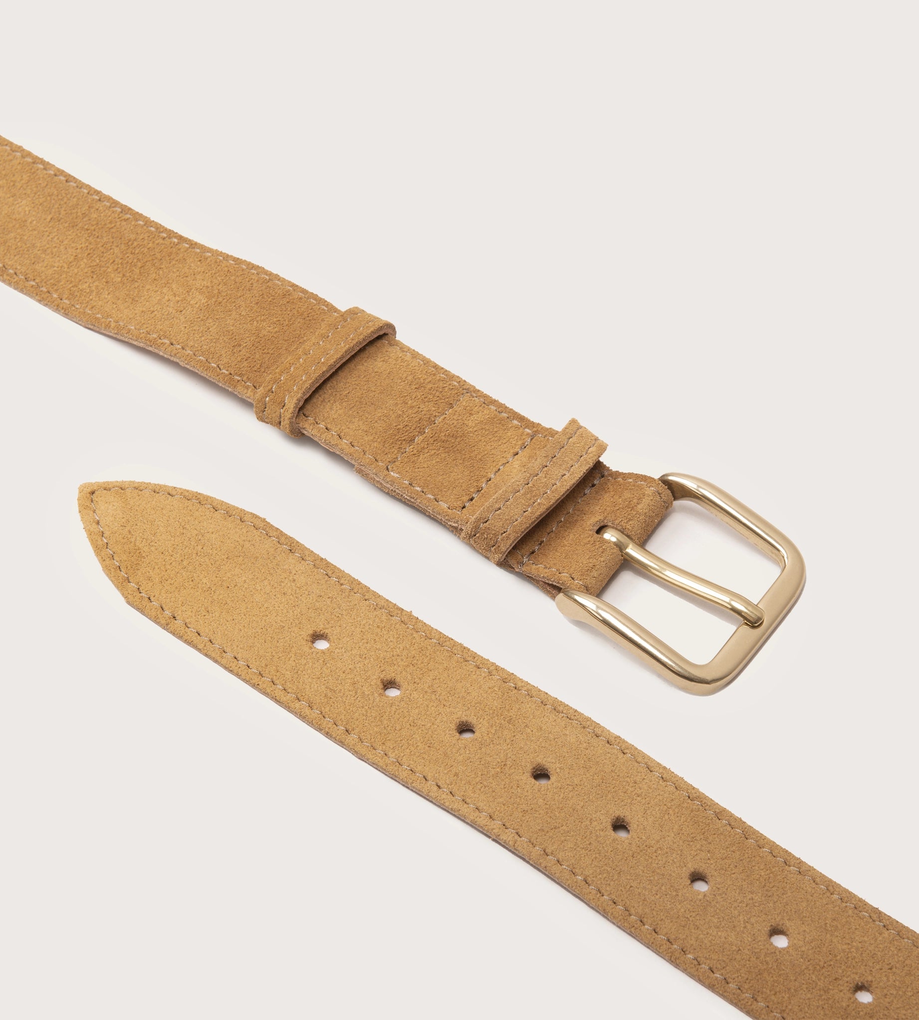 Ceinture 35mm velours havane boucle or