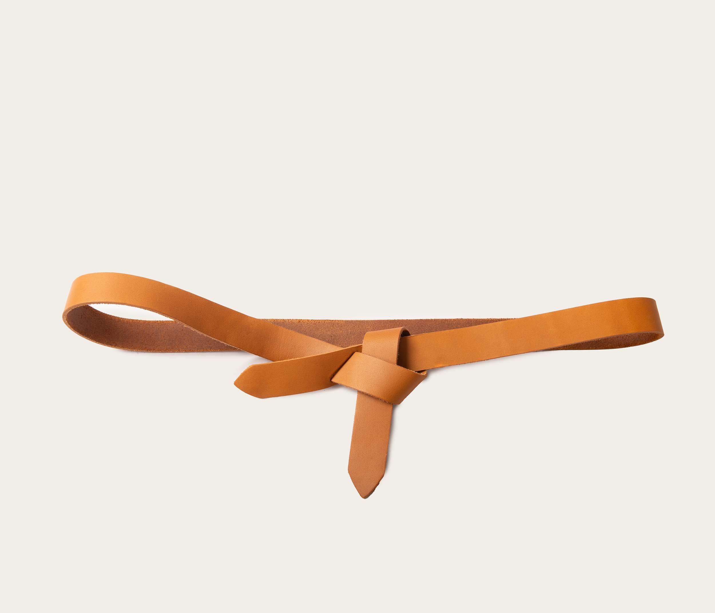 Natural leather knotted belt