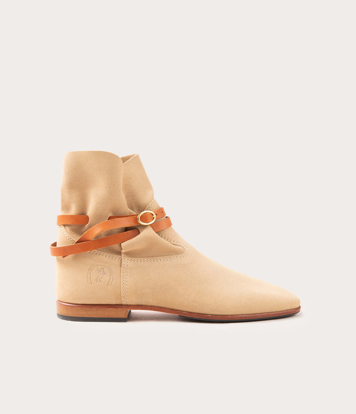 Chelby Beige Velvet Ankle Boots - Affordable Price