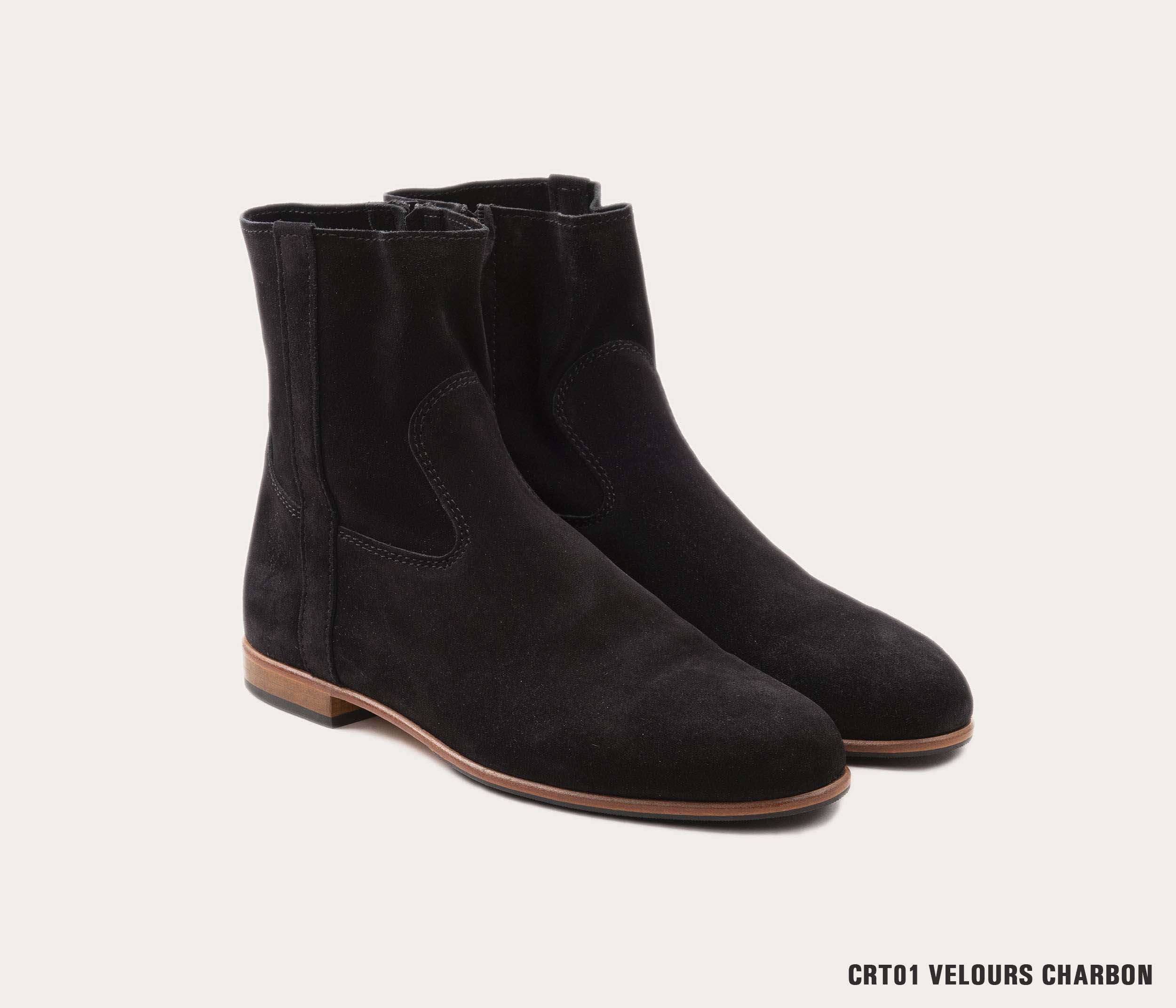 bottine pour hommes en cuir velours, bottine personnalisée homme en daim, bottine daim, bottine hommes sur mesure