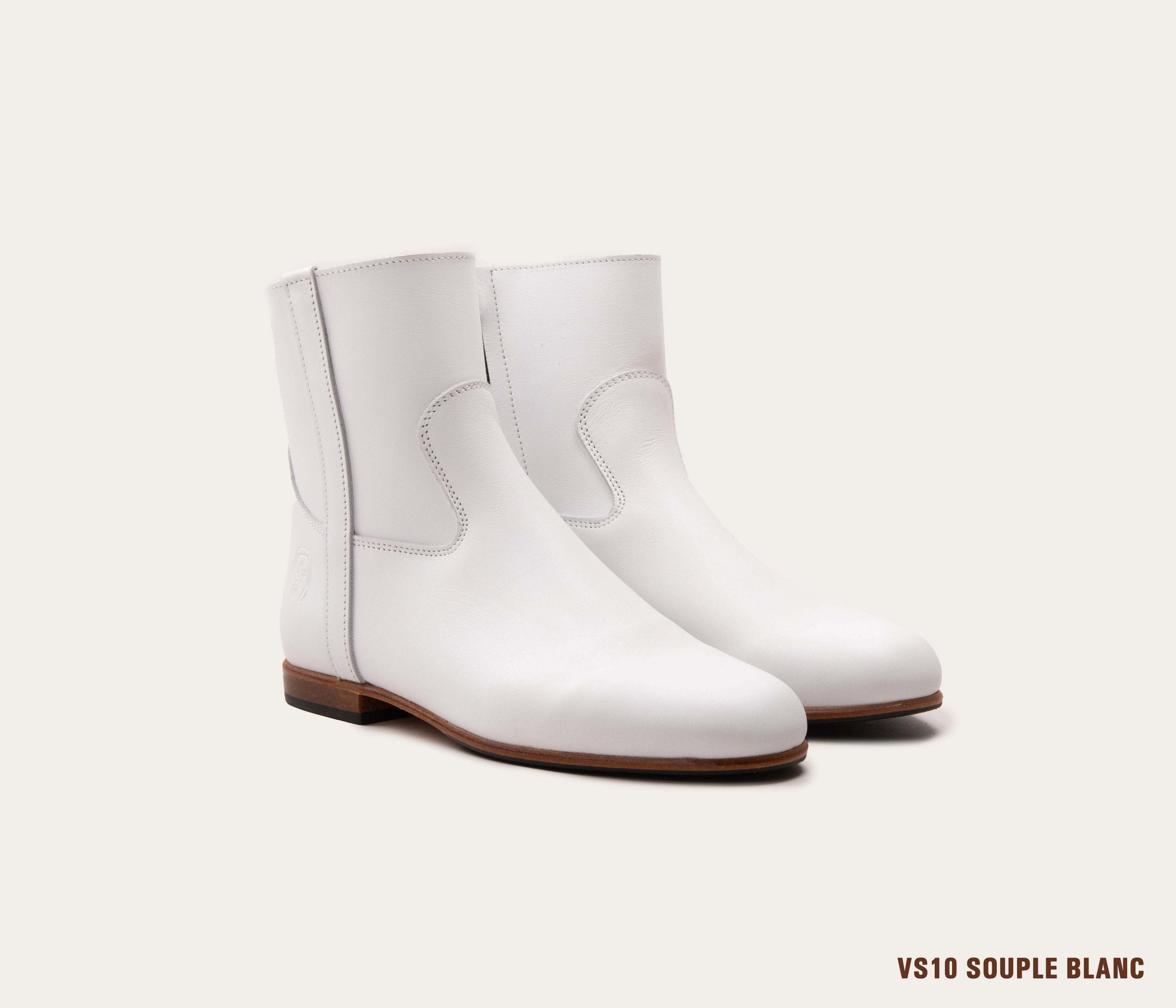 bottine pour homme talon plat, bottine homme en cuir souple blanc, bottine blanche homme