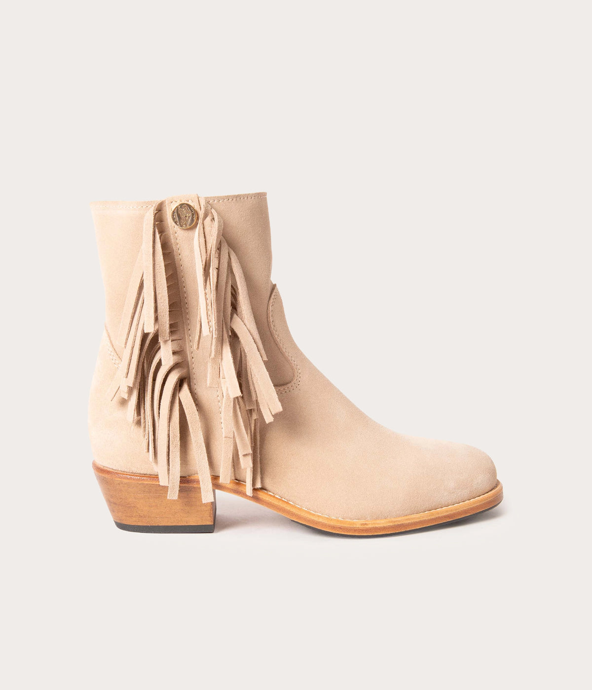 bottine à franges, bottines beige, bottine en cuir et a franges, boots a franges, bottines femme