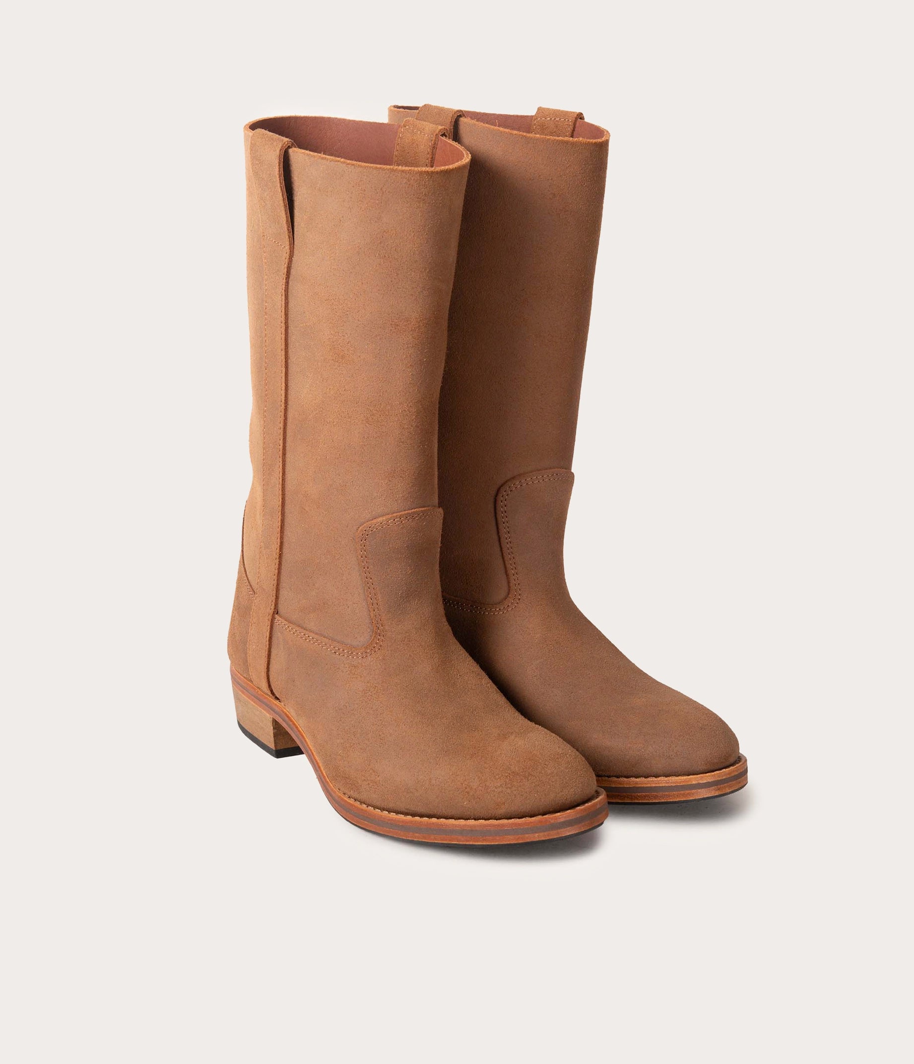 bottes camarguaises, paire de bottes camarguaises tourbe, bottes en cuir, paire de bottes tourbe pour femme et homme, bottes fabriquées en France