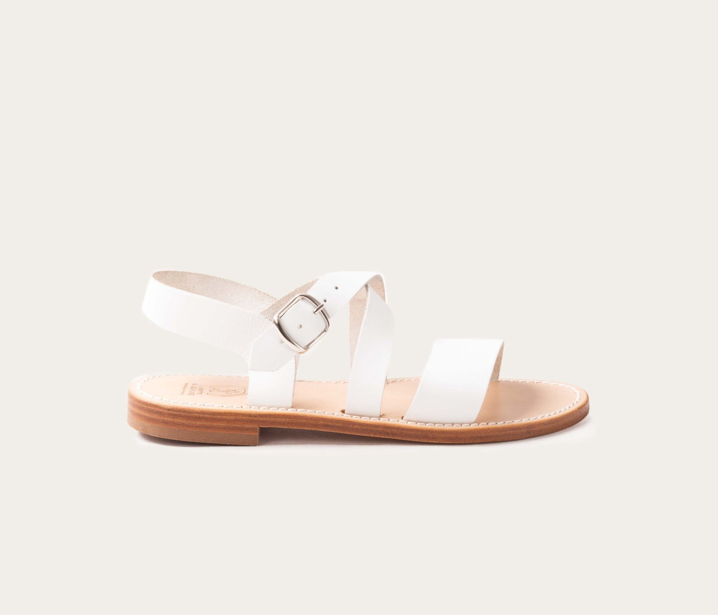 sandale en cuir blanc - sandale femme  - nu pieds blanc femme - nu pied en cuir - la botte gardiane nu pied en cuir blanc madonna - nu pied brides réglable blanc vue profil- sandale femme en cuir brides - made in france - sandale camarguaise, cuir gras français blanc tannerie Haas, la botte gardiane modèle Madonna blanc 