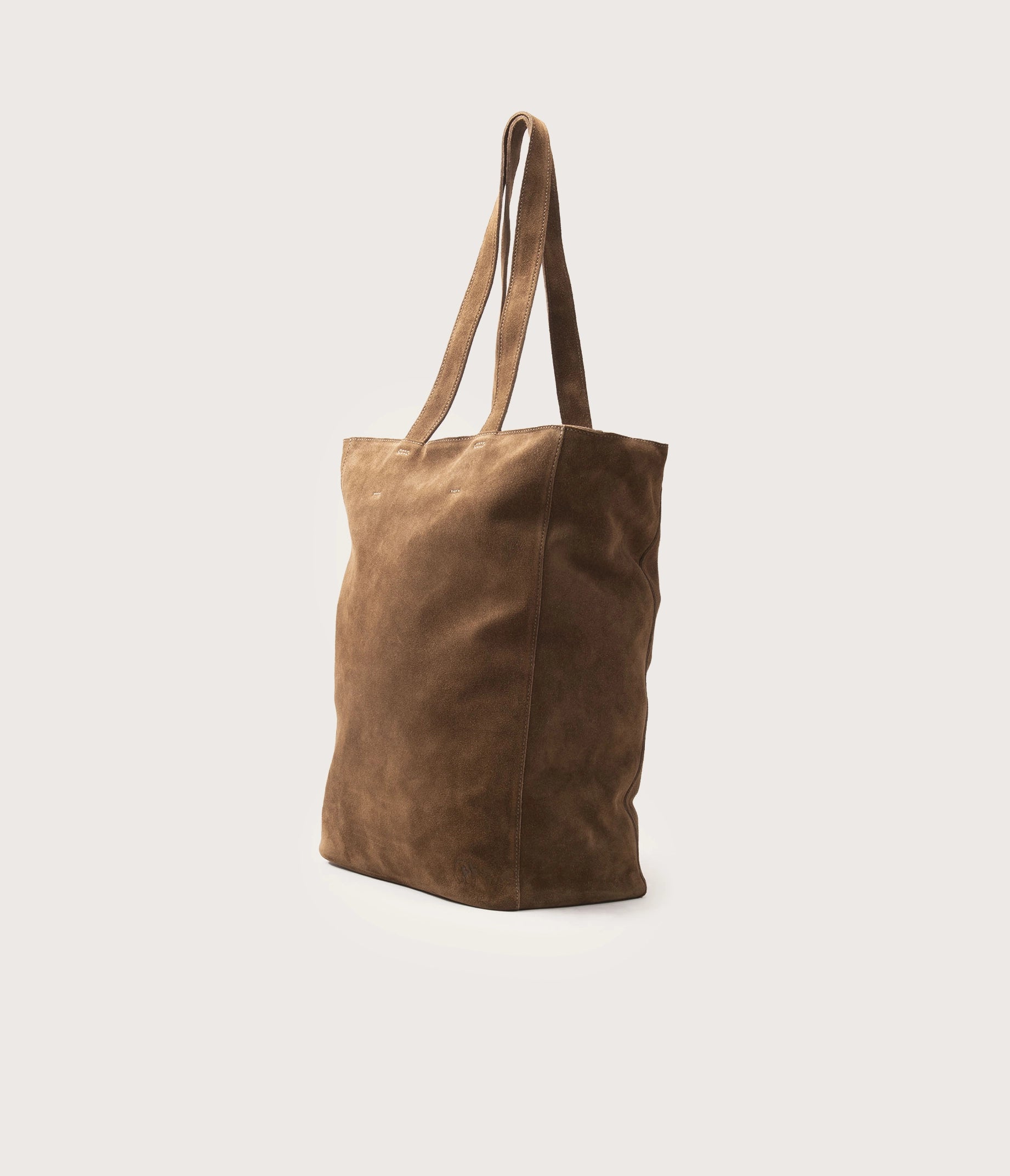 sac solene en cuir velours taupe, cuir souple