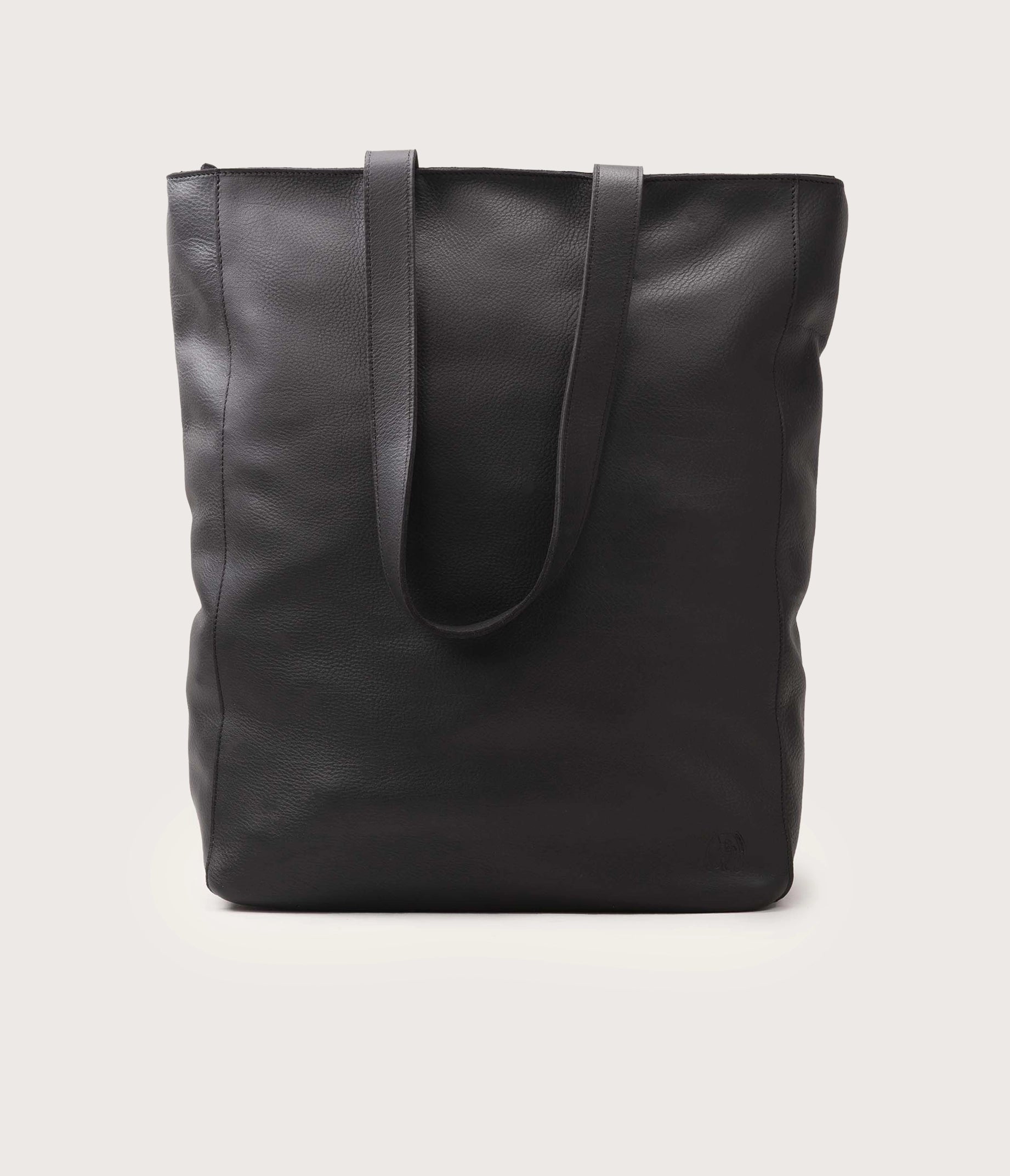 sac cabas en cuir souple noir, sac souple noir, sac en cuir, sac artisanal