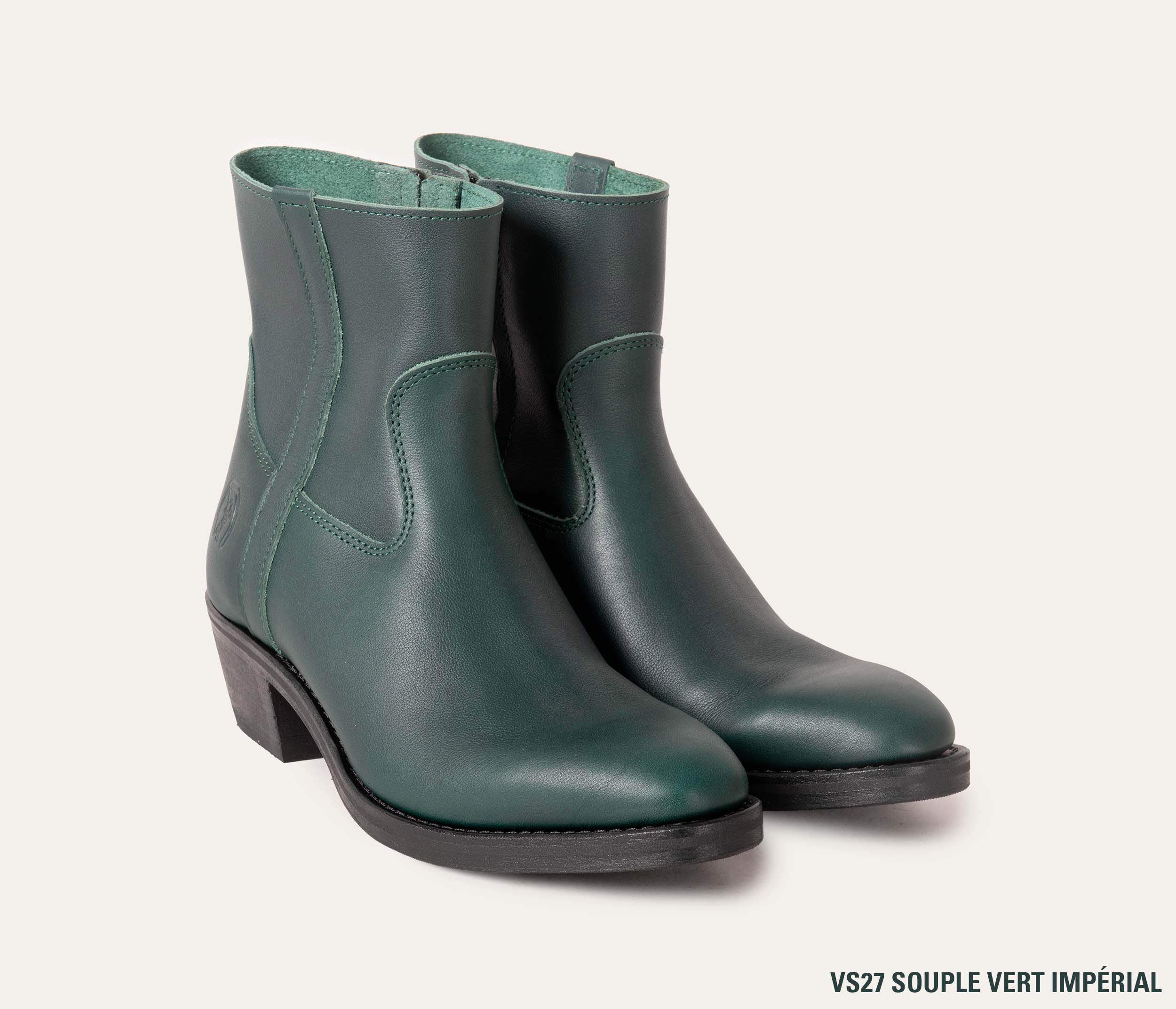 tiers gardiolo personnalisé, bottine en cuir vert, bottine vertes en cuir pour homme, bottine en cuir personnalisé avec zip