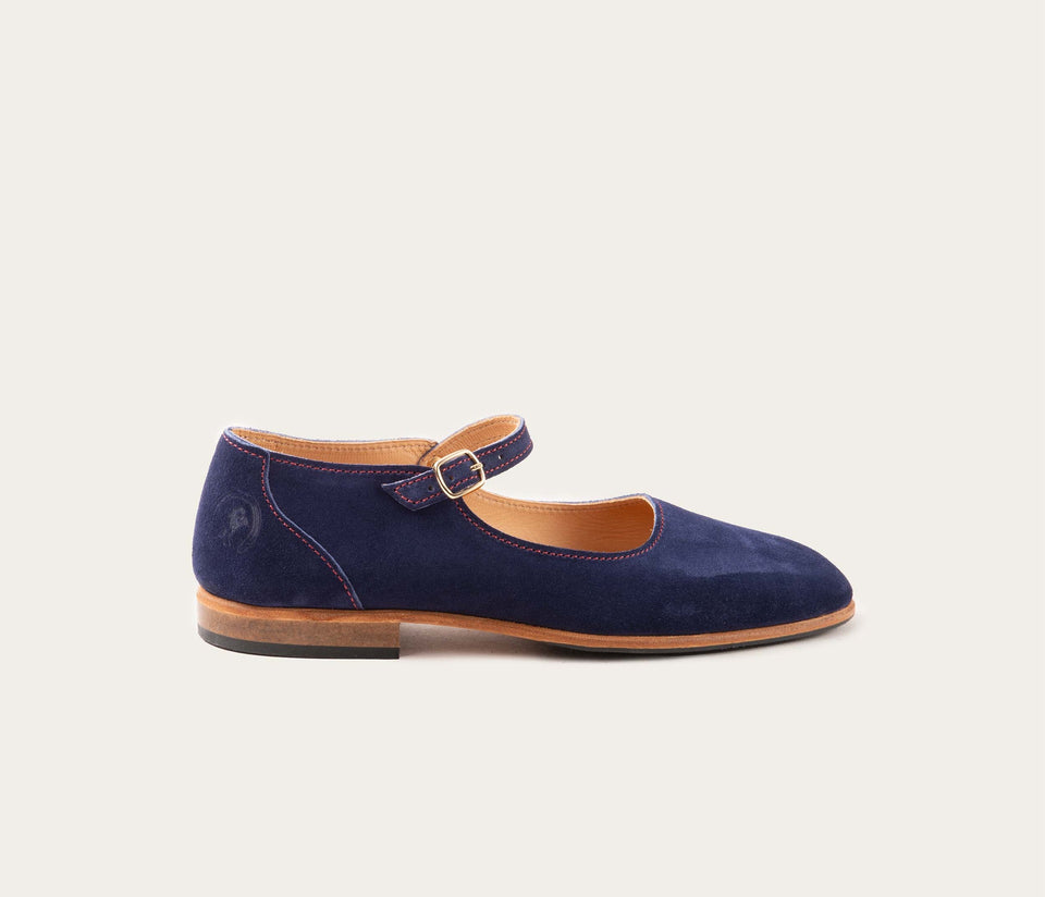 Babie, MaryJane Navy velvet Hawaii
