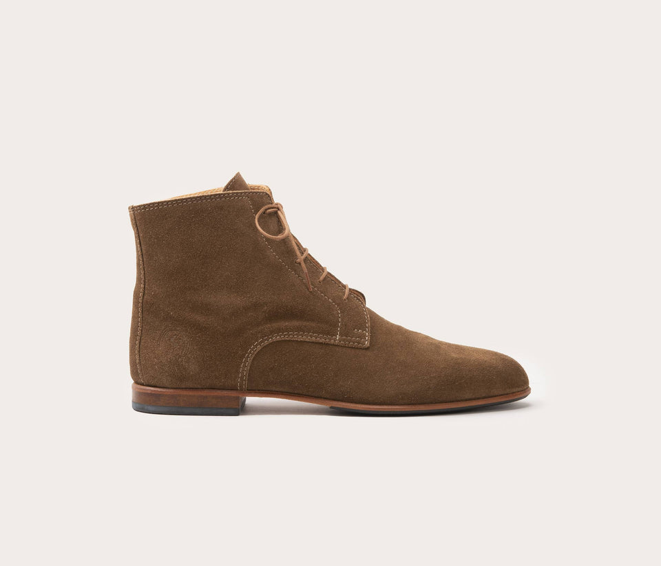 bottines homme carmargue taupe - bottine taupe profil - homme bottine - bottines couleur taupe pour homme en cuir - bottines fabriquées en France - Camargue chaussures