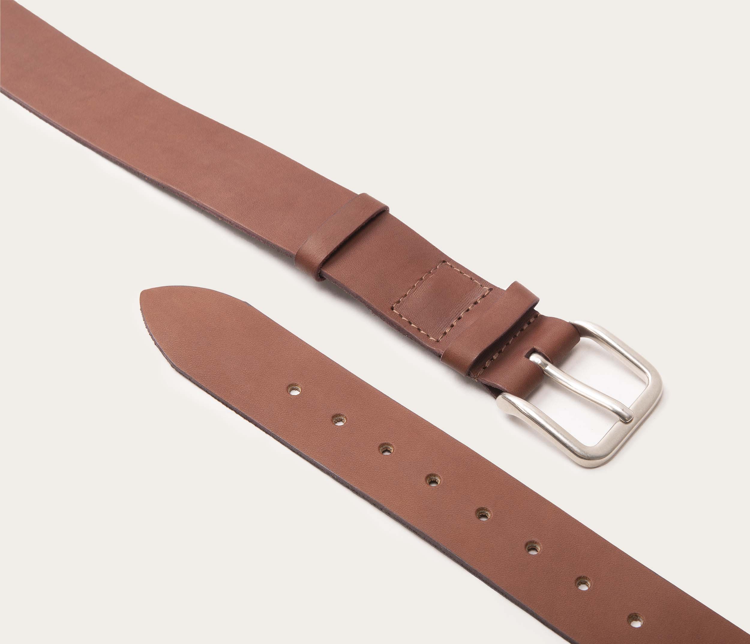 35mm brown belt with silver buckle
