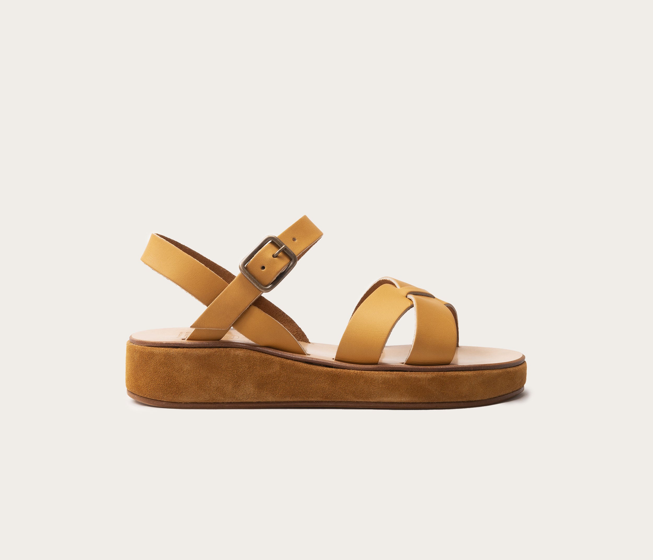 Pac compensé Sandale Velours Ecureuil & Naturel - Prix Doux