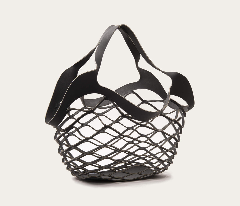 Sac filet en cuir noir